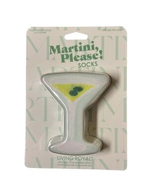 "Martini, Please!" White Crew Socks with Martini design One Size Fits Most